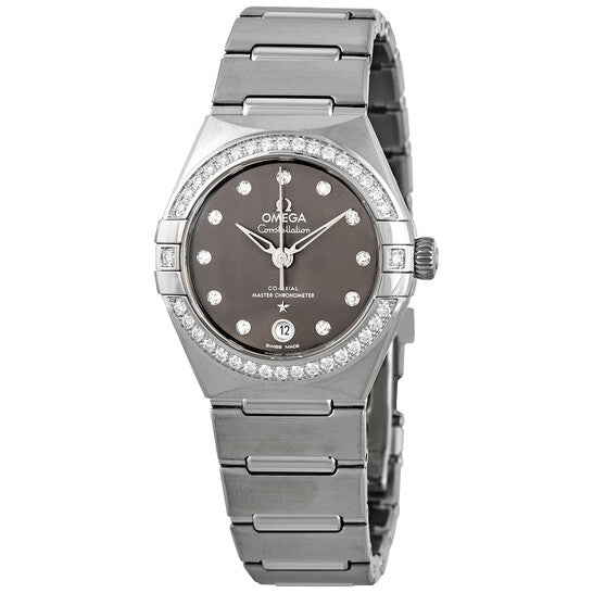 Omega, Constellation Automatic Chronometer Diamond Grey Dial Ladies Watch