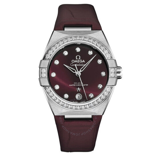 Omega, Constellation Automatic Chronometer Diamond Red Dial Ladies Watch