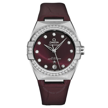 Omega, Constellation Automatic Chronometer Diamond Red Dial Ladies Watch