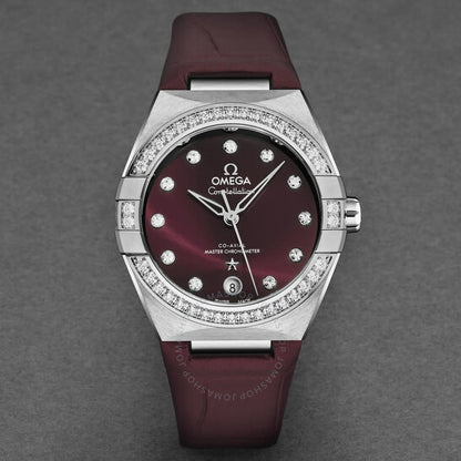 Omega, Constellation Automatic Chronometer Diamond Red Dial Ladies Watch