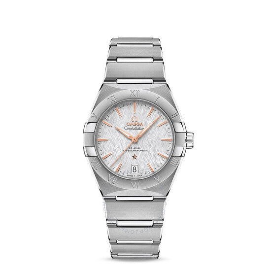 ساعة أوميغا كونستليشن أوتوماتيكية للسيدات بمينا رمادي
