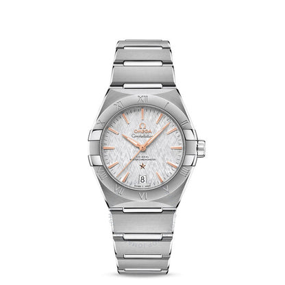ساعة أوميغا كونستليشن أوتوماتيكية للسيدات بمينا رمادي