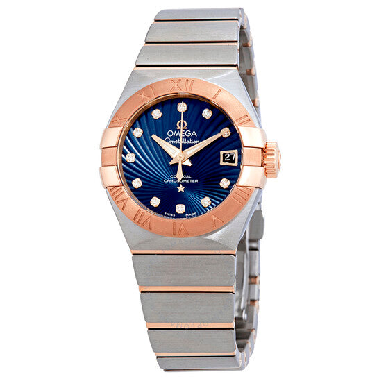 أوميغا، ساعة كونستليشن نسائية محورية بمينا ألماس أزرق