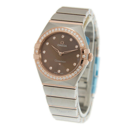 Omega, Constellation Manhattan Quartz Diamond Brown Dial Ladies Watch