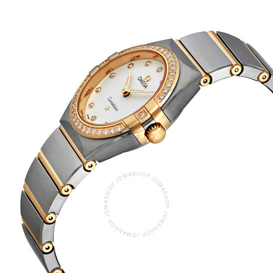 ساعة أوميغا كونستليشن كوارتز دايموند بمينا فضية للسيدات