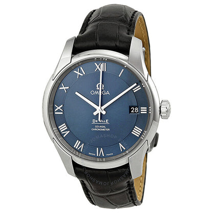 Omega, De Ville Blue Dial Black Leather Men's Watch
