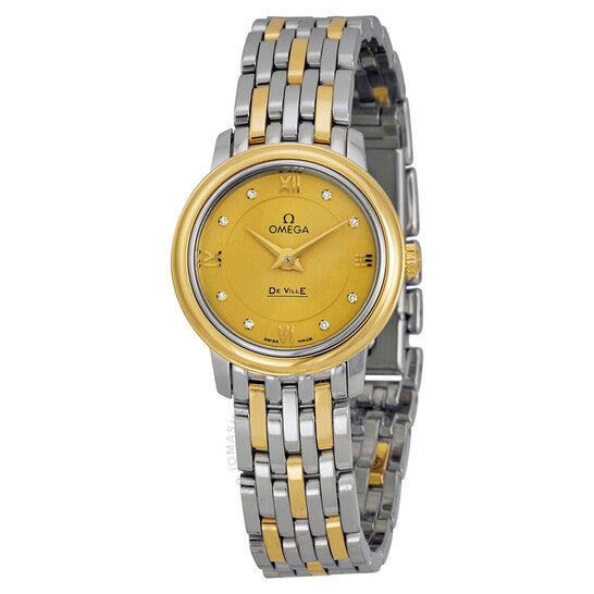 Omega, De Ville Prestige Champagne with Diamonds Dial Ladies Watch