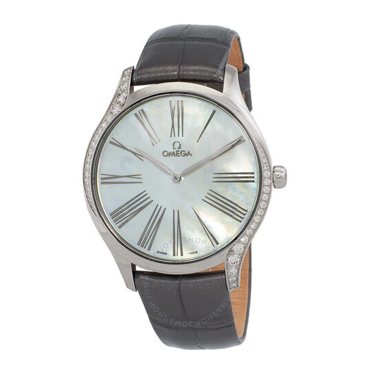 ساعة أوميغا دي فيل تريزور كوارتز للرجال بمينا من عرق اللؤلؤ الأبيض