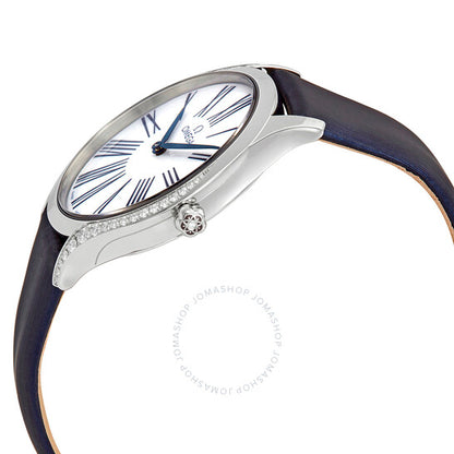 ساعة أوميغا دي فيل للسيدات بمينا أبيض ومرصعة بالألماس