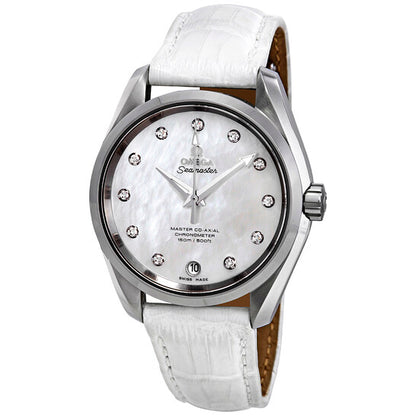 ساعة أوميغا سيماستر أكوا تيرا أوتوماتيكية مرصعة بالألماس للسيدات