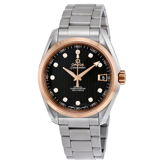 Omega, Seamaster Aqua Terra Automatic Diamond Black Dial 18kt Rose Gold Men's Watch