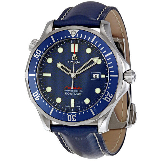 Omega, Seamaster Blue Dial Blue Leather Strap Men's Watch