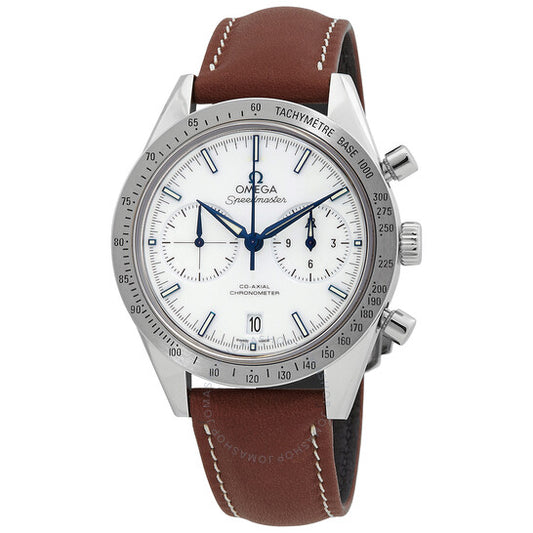 Omega, Speedmaster 57 Chronograph White Dial Brown Leather Men's Watch 33192425104001