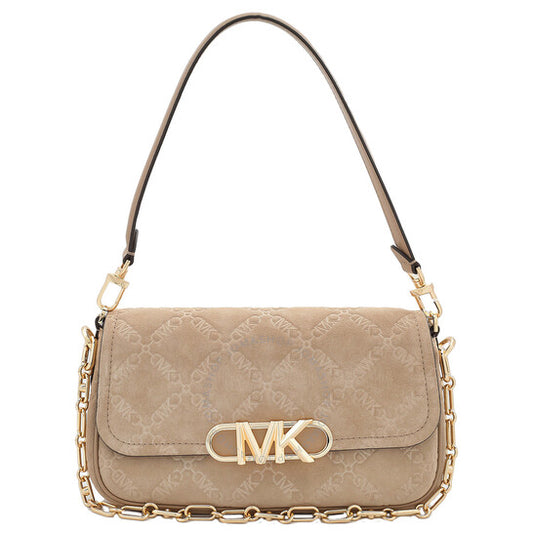 Michael Kors, Open Box - Parker Empire Logo Embossed Suede Shoulder Bag
