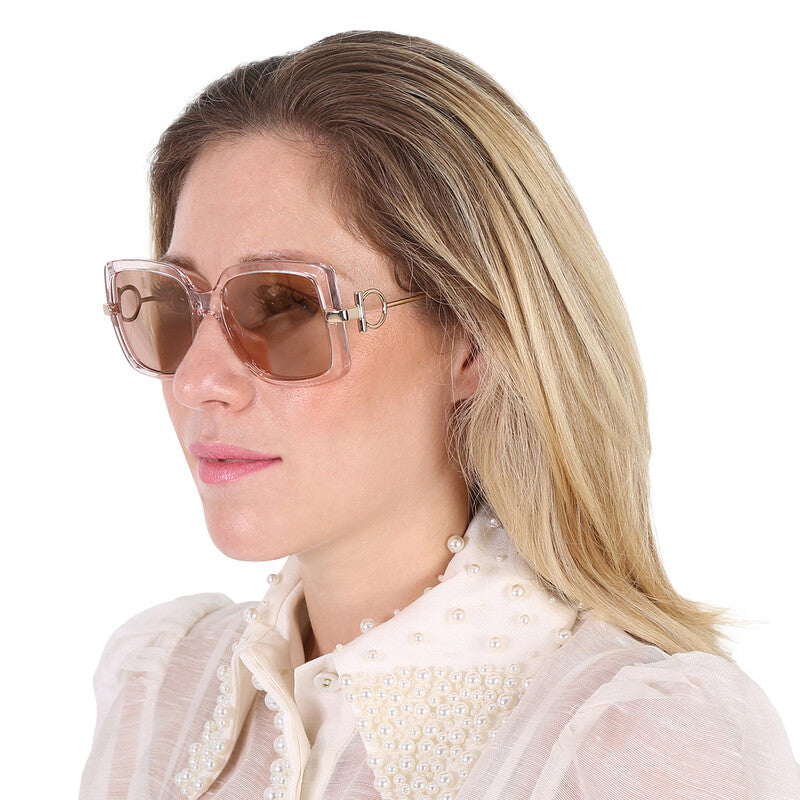 Open Box - Salvatore Brown Square Ladies Sunglasses