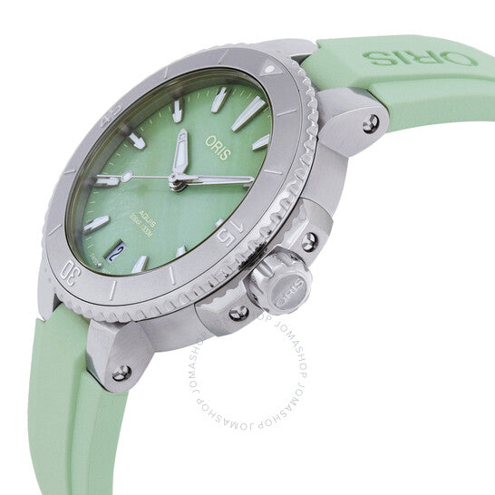 ساعة أوريس أكويس أوتوماتيكية للسيدات بمينا أخضر
