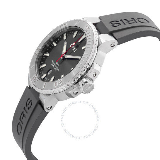ساعة أوريس أكويس أوتوماتيكية للرجال بمينا رمادي ومطاط