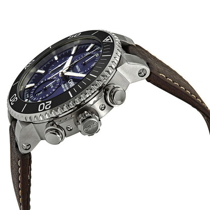 ساعة أوريس أكويس كرونوغراف أوتوماتيكية للرجال بمينا أزرق