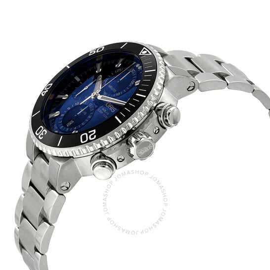 ساعة أوريس أكويس كرونوغراف أوتوماتيكية للرجال بمينا أزرق