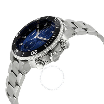 ساعة أوريس أكويس كرونوغراف أوتوماتيكية للرجال بمينا أزرق