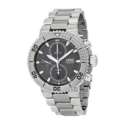 ساعة أوريس أكويس كرونوغراف للرجال بمينا رمادية 674-7655-7253MB