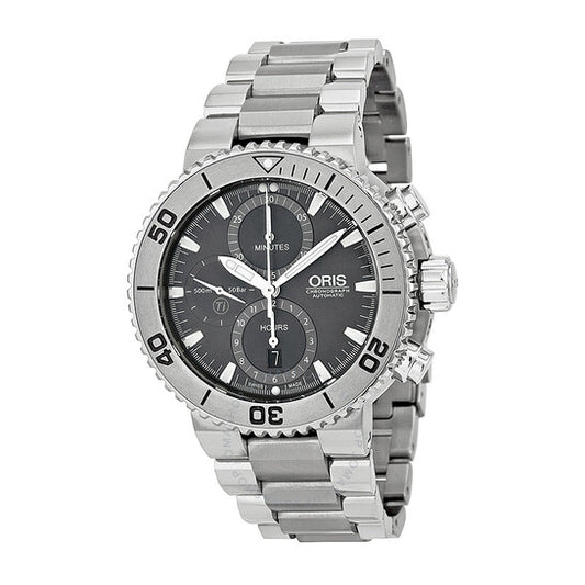 ساعة أوريس أكويس كرونوغراف للرجال بمينا رمادية 674-7655-7253MB