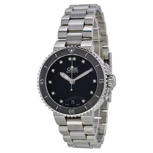 Oris, Aquis Date Black Diamond Dial Stainless Steel Ladies Watch 733-7652-4194MB