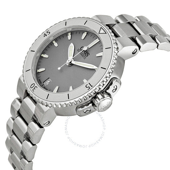 Oris, Aquis Date Grey Dial Stainless Steel Ladies Watch
