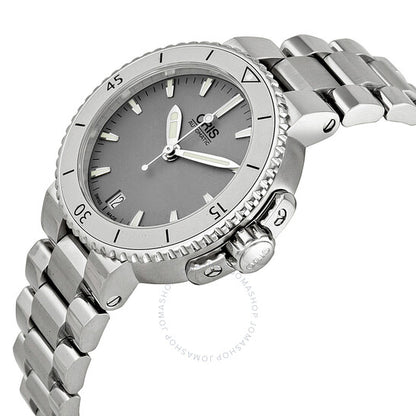 Oris, Aquis Date Grey Dial Stainless Steel Ladies Watch
