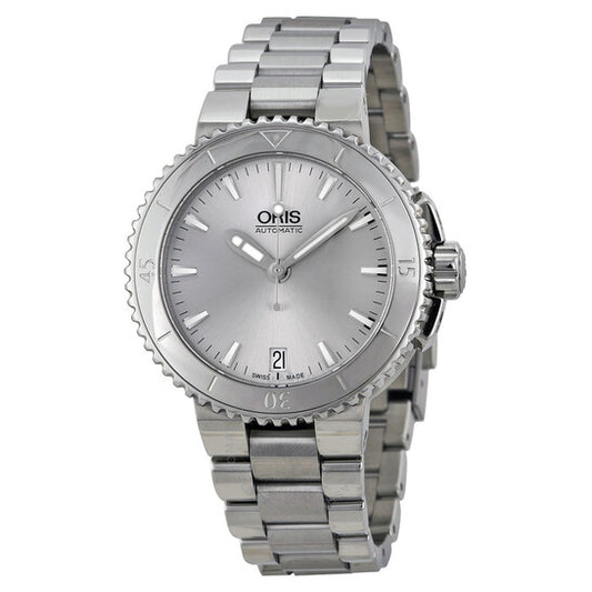 Oris, Aquis Date Silver Dial Stainless Steel Ladies Watch