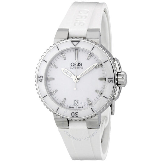 Oris, Aquis Date White Dial Rubber Ladies Watch 01 733 7652 4156 07 4 18 31