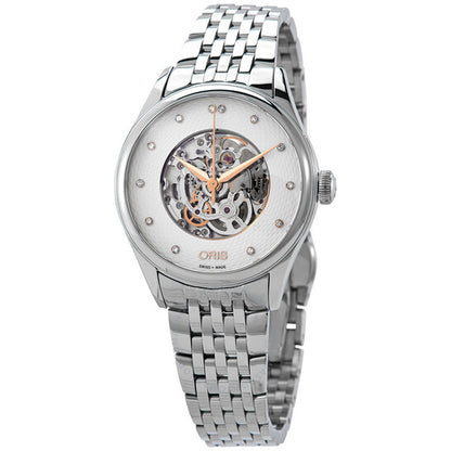 Oris, Artelier Automatic Diamond Silver Skeleto Ladies Watch