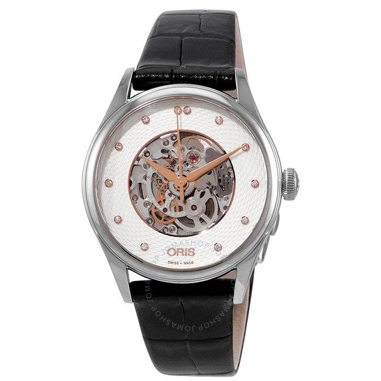 Oris, Artelier Automatic Diamond Silver Skeleton Dial Ladies Watch