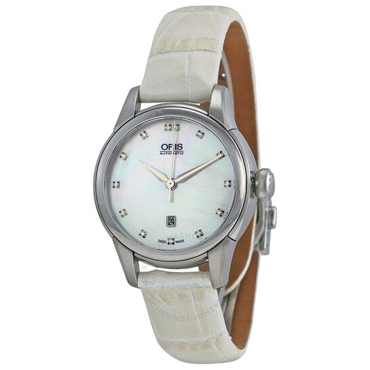 Oris, Artelier Date Automatic White Mother Of Pearl Diamond Dial Ladies Watch 561-7687-4091LS