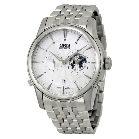 Oris, Artelier GMT Automatic Silver White Dial Stainless Steel Men's Watch 690-7690-4081MB