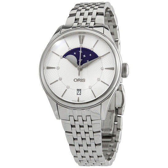 Oris, Artelier Grande Lune Silver Diamond Dial Ladies Watch