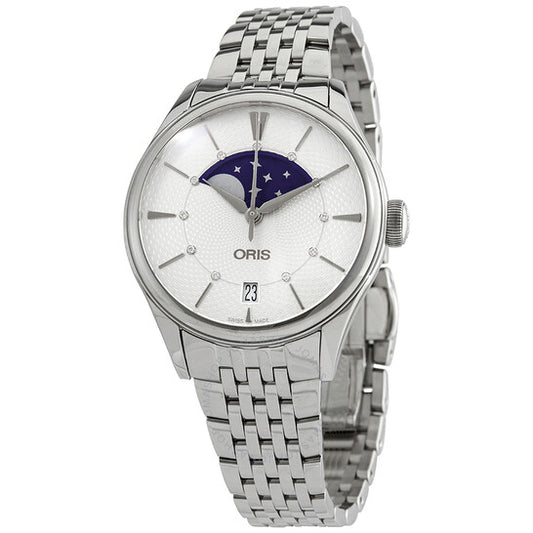 Oris, Artelier Grande Lune Silver Diamond Dial Ladies Watch