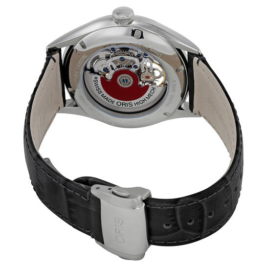 Oris, Artelier Silver Skeleton Dial Automatic Men's Leather Watch