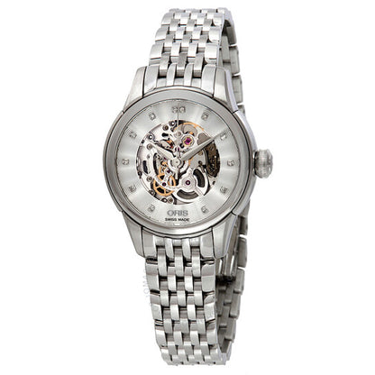 Oris, Artelier Silver Skeleton Dial Stainless Steel Ladies Watch