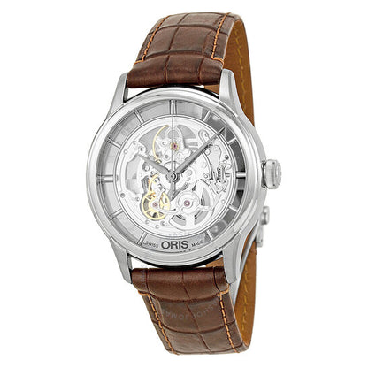 Oris, Artelier Skeleton Dial Brown Leather Men's Watch