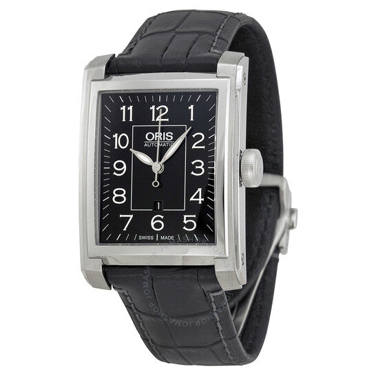 Oris, Automatic Black Dial Black Leather Men's Watch 561-7657-4034LS