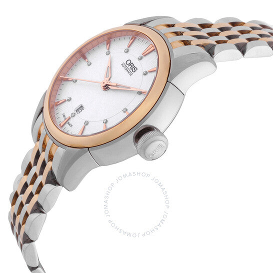 ساعة أوريس النسائية الأوتوماتيكية ذات الميناء الفضي
