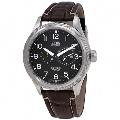 ساعة أوريس بيج كراون أوتوماتيكية للرجال بمينا أسود