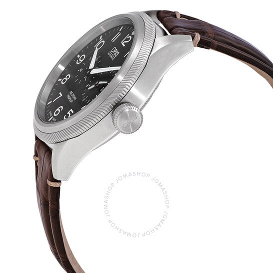 ساعة أوريس بيج كراون أوتوماتيكية للرجال بمينا أسود