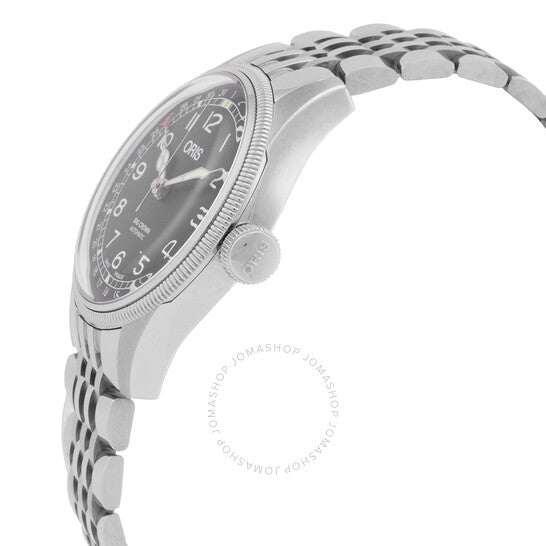 ساعة أوريس بيج كراون أوتوماتيكية للرجال بمينا أسود