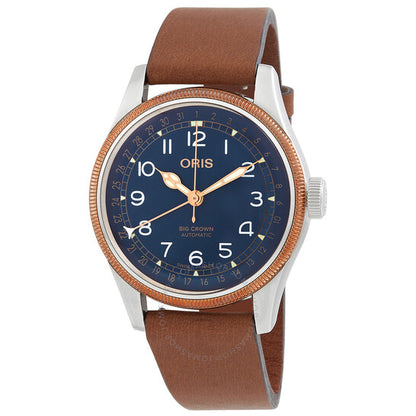 ساعة أوريس بيج كراون أوتوماتيكية للرجال بمينا أزرق