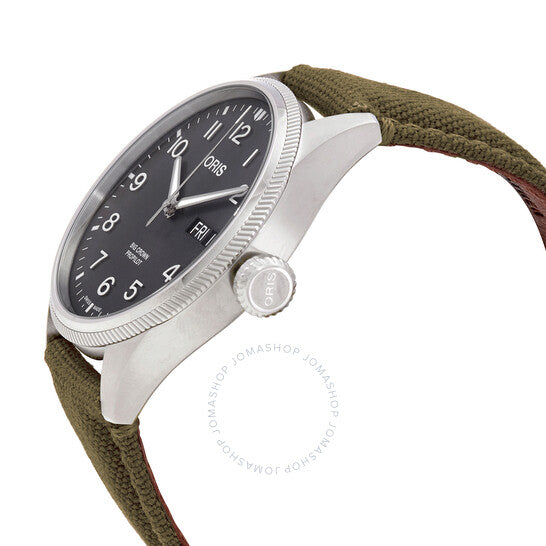 ساعة أوريس بيج كراون أوتوماتيكية للرجال بمينا رمادي