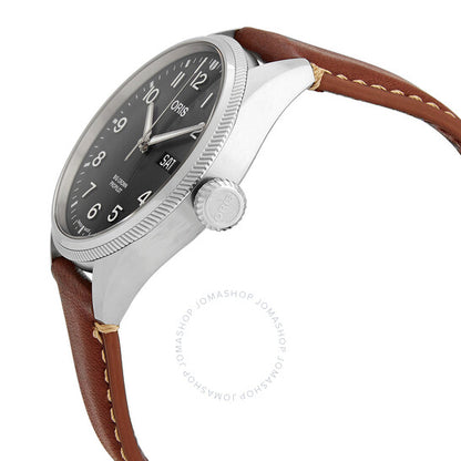 ساعة أوريس بيج كراون أوتوماتيكية للرجال بمينا رمادي