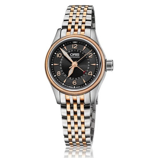 Oris, Big Crown Poiner Date Black Dial Two-Tone Stainless Steel Ladies Watch