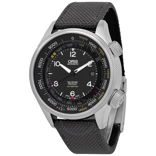 ساعة أوريس بيج كراون برو بايلوت ألتيميتر أوتوماتيكية للرجال بمينا أسود